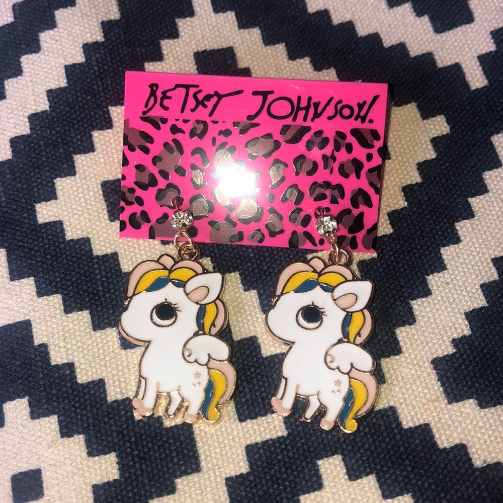 Betsey Johnson Cute enamel Pegasus Earrings